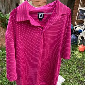 Footjoy pink and white golf polo